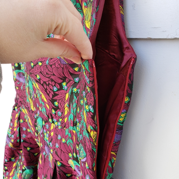 NWT Coeur de Vague Peacock Print Fit & Flare Dress - Picture 7 of 8